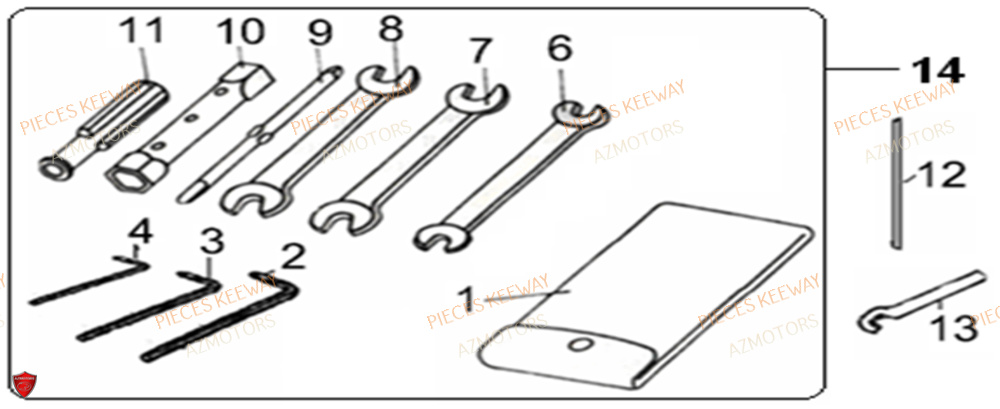 Trousse A Outils AZMOTORS PIECES ORIGINE KEEWAY SUPERLIGHT 125 E2 (2008-2006)