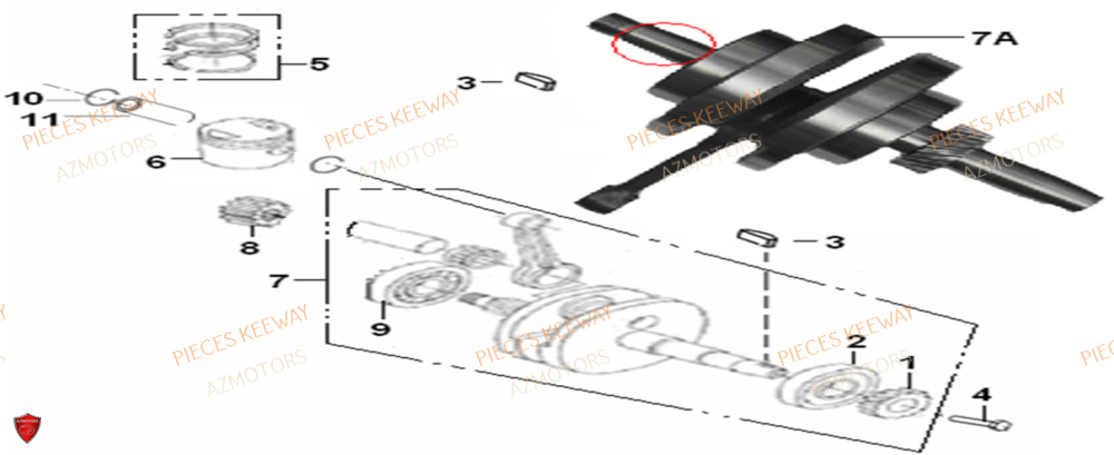 Vilebrequin AZMOTORS PIECES ORIGINE KEEWAY SUPERLIGHT 125 E2 (2008-2006)