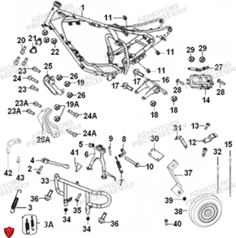 Chassis KEEWAY PIECES ORIGINE KEEWAY SUPERLIGHT 125 DB E3 (2009-2016)