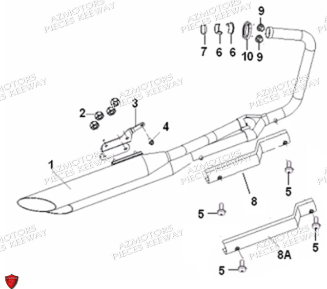 Echappement KEEWAY PIECES ORIGINE KEEWAY SUPERLIGHT 125 DB E3 (2009-2016)