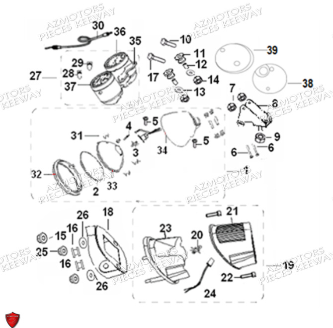 Feux Compteur KEEWAY PIECES ORIGINE KEEWAY SUPERLIGHT 125 DB E3 (2009-2016)