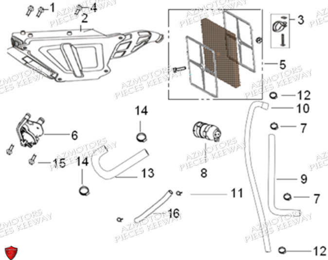 Filtre A Air A Partir Vin Lbbk23306cb256243 KEEWAY PIECES ORIGINE KEEWAY SUPERLIGHT 125 DB E3 (2009-2016)