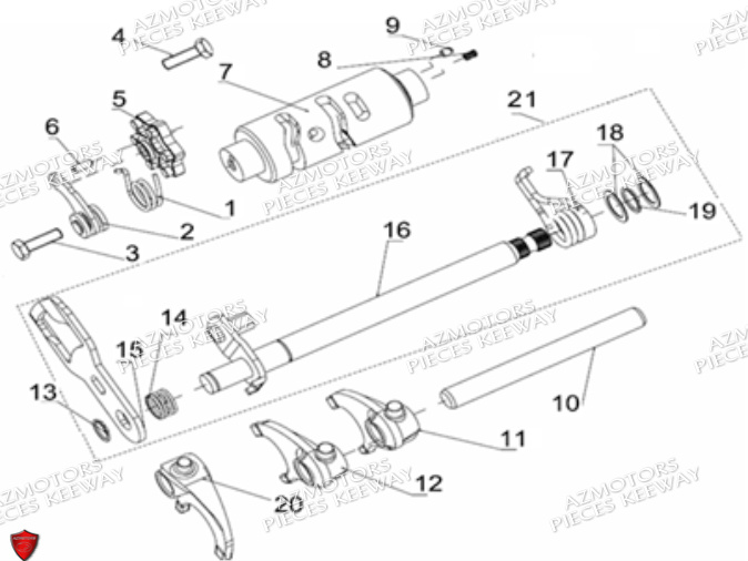 Mecanisme De Selection KEEWAY PIECES ORIGINE KEEWAY SUPERLIGHT 125 DB E3 (2009-2016)