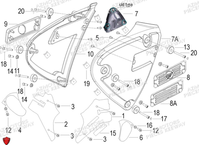 Panneau Lateral Pour Vin A Partir Lbbk23102bb736698 KEEWAY PIECES ORIGINE KEEWAY SUPERLIGHT 125 DB E3 (2009-2016)