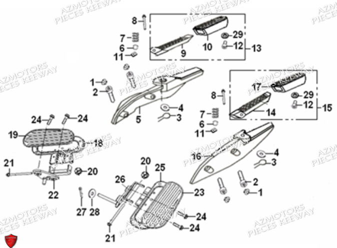 Repose Pieds KEEWAY PIECES ORIGINE KEEWAY SUPERLIGHT 125 DB E3 (2009-2016)
