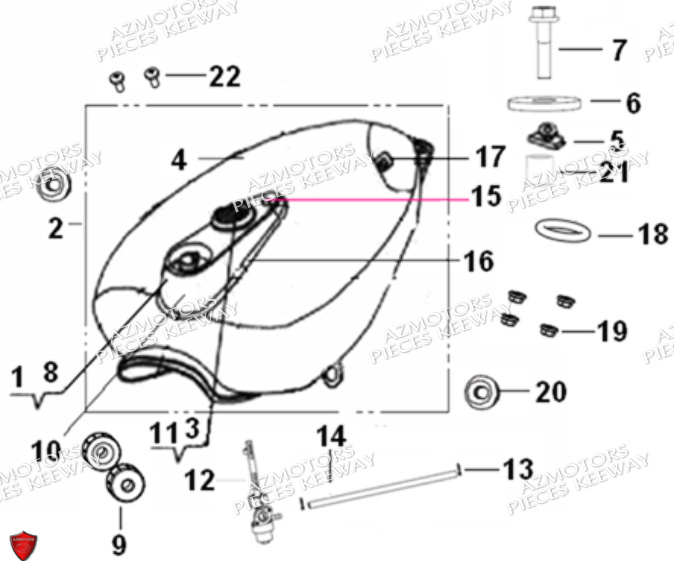 Reservoir A Carburant KEEWAY PIECES ORIGINE KEEWAY SUPERLIGHT 125 DB E3 (2009-2016)