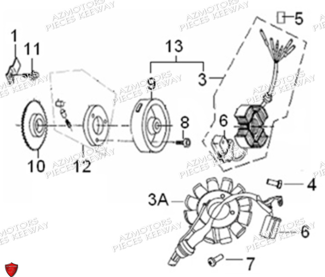 Rotor Stator KEEWAY PIECES ORIGINE KEEWAY SUPERLIGHT 125 DB E3 (2009-2016)