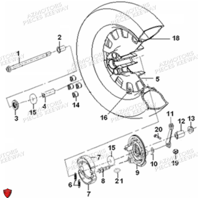 Roue Arriere KEEWAY PIECES ORIGINE KEEWAY SUPERLIGHT 125 DB E3 (2009-2016)