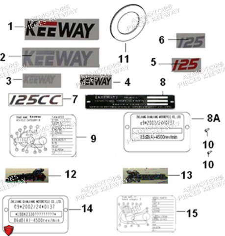 Stickers KEEWAY PIECES ORIGINE KEEWAY SUPERLIGHT 125 DB E3 (2009-2016)