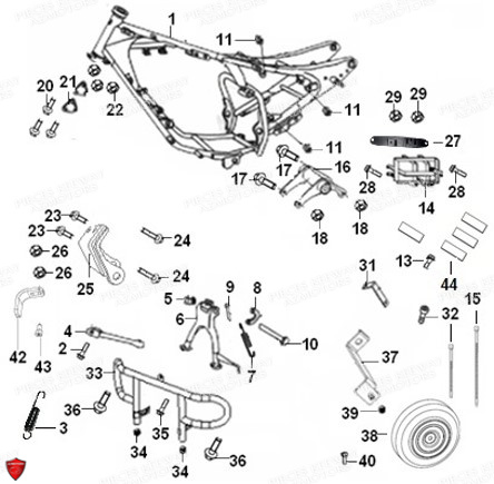 Cadre Chassis Bequille KEEWAY PIECES ORIGINE KEEWAY MOTO SUPERLIGHT E4 125cc