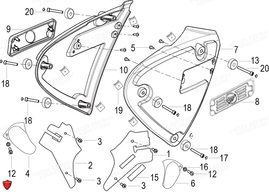 Carenage Laterale KEEWAY PIECES ORIGINE KEEWAY MOTO SUPERLIGHT E4 125cc