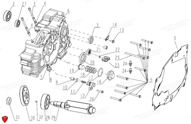 Carter Moteur Gauche KEEWAY PIECES ORIGINE KEEWAY MOTO SUPERLIGHT E4 125cc