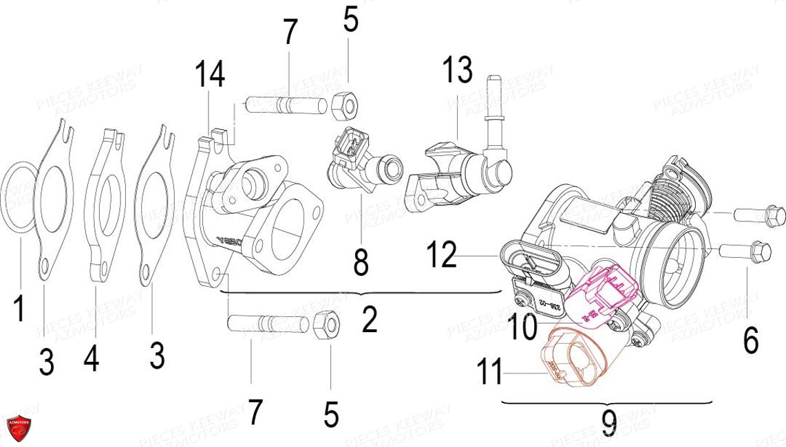 Corps Papillon KEEWAY PIECES ORIGINE KEEWAY MOTO SUPERLIGHT E4 125cc