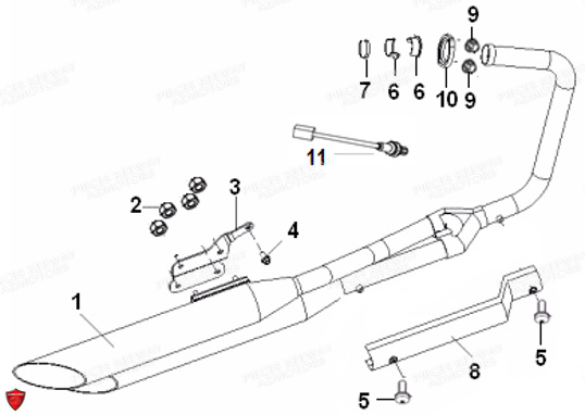 Echappement KEEWAY PIECES ORIGINE KEEWAY MOTO SUPERLIGHT E4 125cc