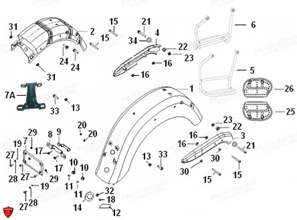 Garde Boue Arriere KEEWAY PIECES ORIGINE KEEWAY MOTO SUPERLIGHT E4 125cc