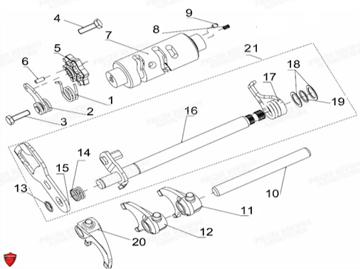 Mecanisme De Selection KEEWAY PIECES ORIGINE KEEWAY MOTO SUPERLIGHT E4 125cc