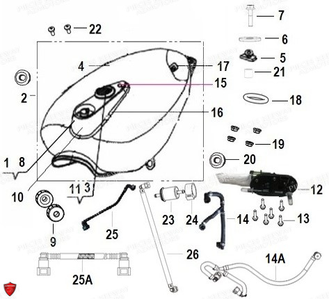 Reservoir A Carburant KEEWAY PIECES ORIGINE KEEWAY MOTO SUPERLIGHT E4 125cc