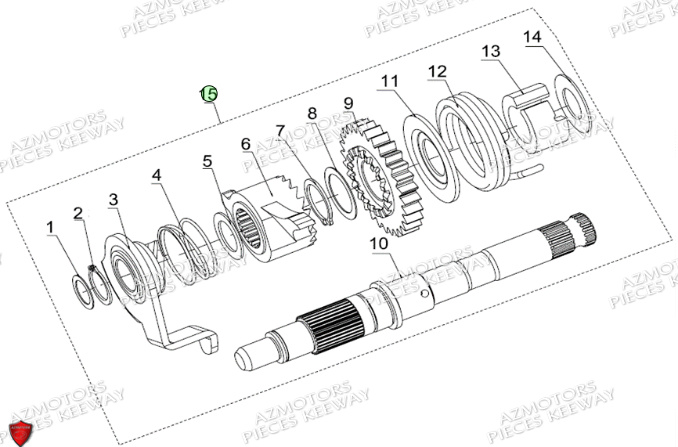 Axe De Kick KEEWAY PIECES ORIGINE KEEWAY MOTO SUPERLIGHT 125 LIMITED E4 (2017-2020)