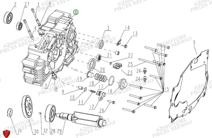 Carter Moteur Gauche KEEWAY PIECES ORIGINE KEEWAY MOTO SUPERLIGHT 125 LIMITED E4 (2017-2020)