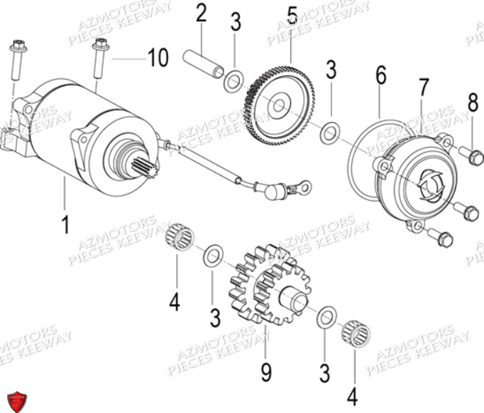 Demarreur KEEWAY PIECES ORIGINE KEEWAY MOTO SUPERLIGHT 125 LIMITED E4 (2017-2020)