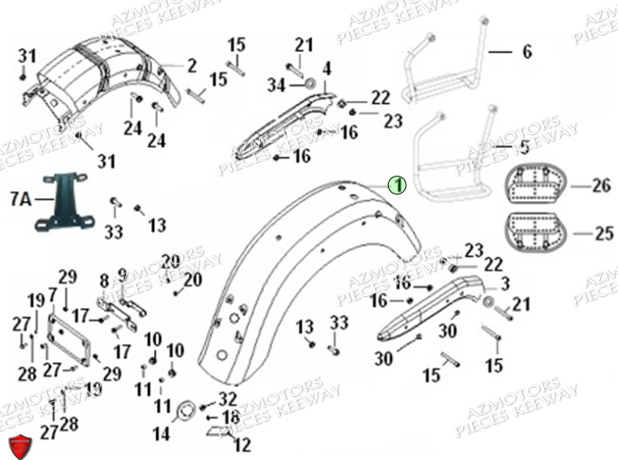 Garde Boue Arriere KEEWAY PIECES ORIGINE KEEWAY MOTO SUPERLIGHT 125 LIMITED E4 (2017-2020)