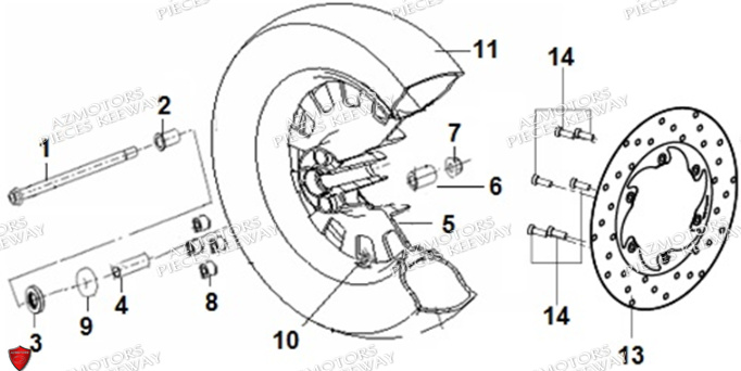 Roue Arriere KEEWAY PIECES ORIGINE KEEWAY MOTO SUPERLIGHT 125 LIMITED E4 (2017-2020)