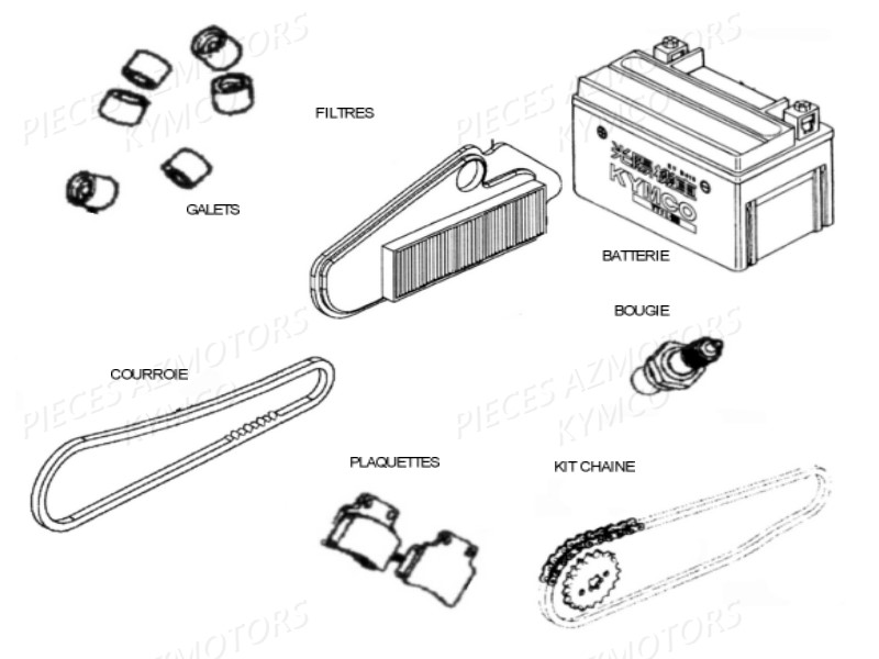 BATTERIE YTX7A-BS YUASA (ORIGINE) KYMCO pour 1 CONSOMMABLES de SUPER 8 4T 125 EURO III