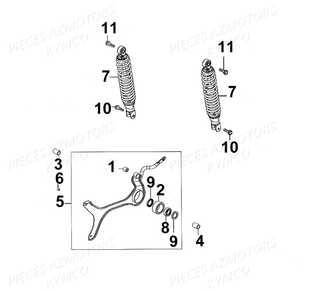 AMORTISSEURS KYMCO Pièces Scooter Kymco  SUPER 8 125 4T EURO III
