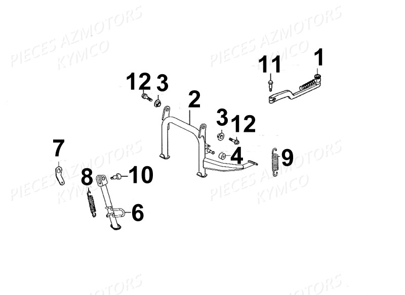 Bequille Kick De Demarrage KYMCO Pièces Scooter Kymco SUPER 8 125 4T EURO III (KL25SA)