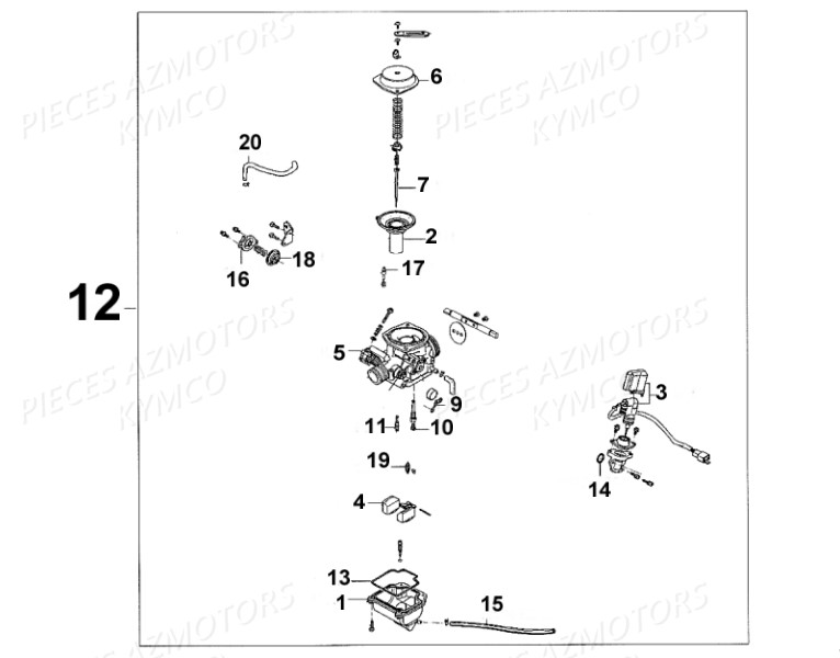 CARBURATEUR KYMCO Pièces Scooter Kymco  SUPER 8 125 4T EURO III