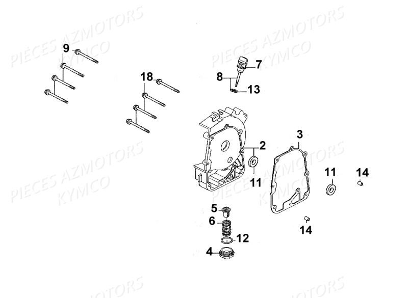 CARTER_DROIT KYMCO Pièces Scooter Kymco  SUPER 8 125 4T EURO III