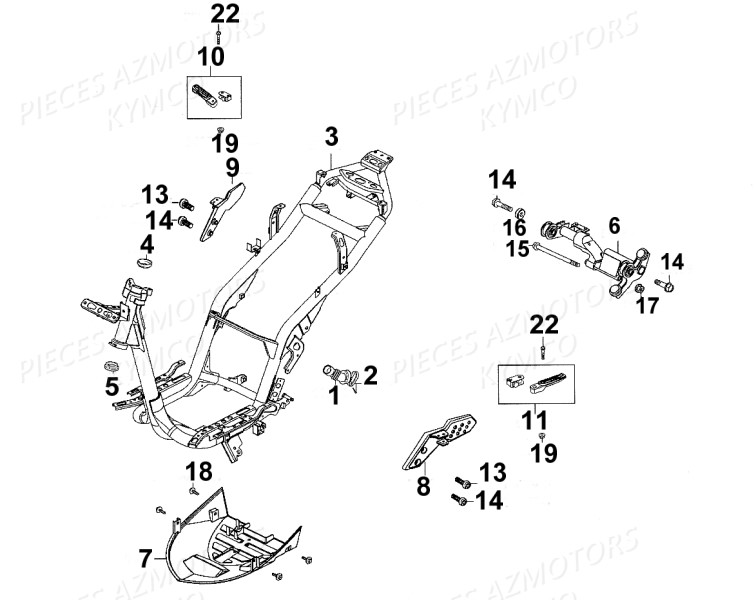 Chassis KYMCO Pièces Scooter Kymco SUPER 8 125 4T EURO III (KL25SA)