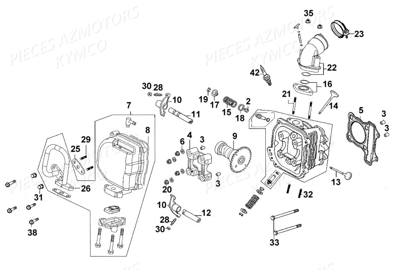 CULASSE KYMCO Pièces Scooter Kymco  SUPER 8 125 4T EURO III