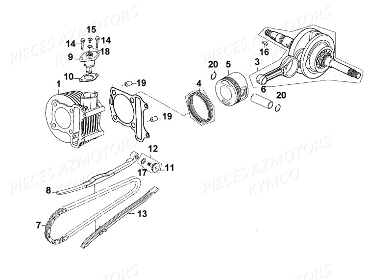 CYLINDRE pour SUPER 8 4T 125 EURO III