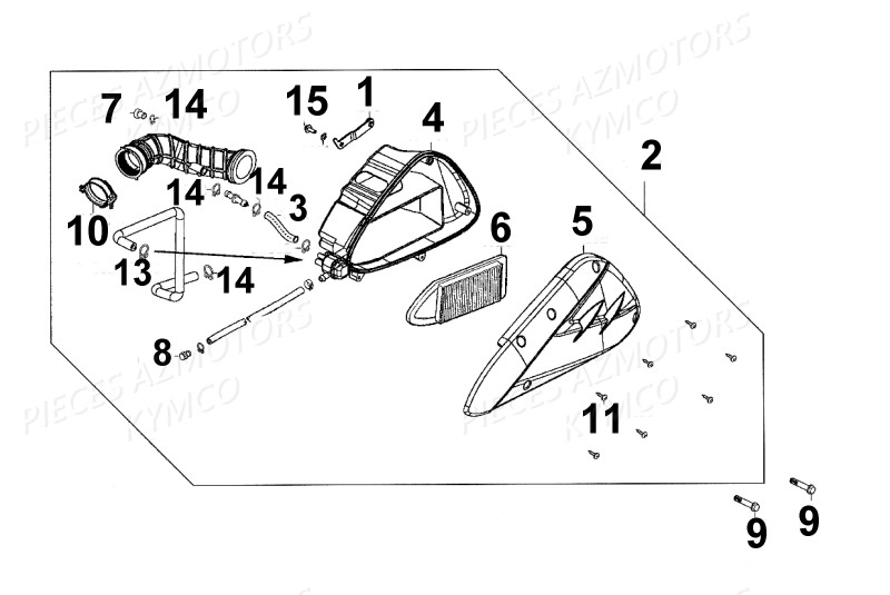 Filtre A Air 2 KYMCO Pièces Scooter Kymco SUPER 8 125 4T EURO III (KL25SA)