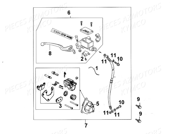 JEU DE PLAQUETTES DE FREIN KYMCO pour FREIN AVANT de SUPER 8 4T 125 EURO III