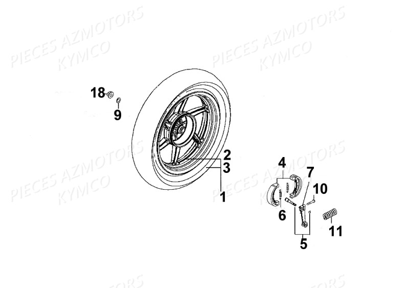 ROUE ARRIERE KYMCO SUPER 8 4T 125 EURO III