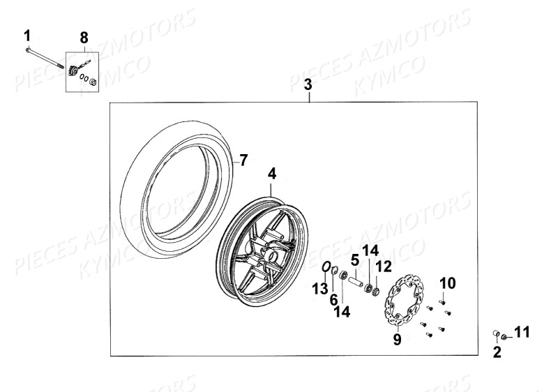 ROUE AVANT KYMCO SUPER 8 4T 125 EURO III