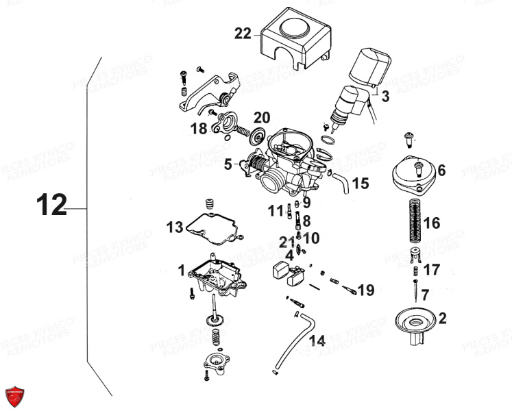 CARBURATEUR KYMCO SUPER 8 50 4T E2