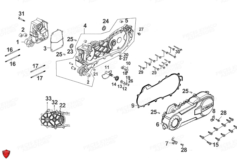 CARTER MOTEUR pour SUPER 8 50 4T E2