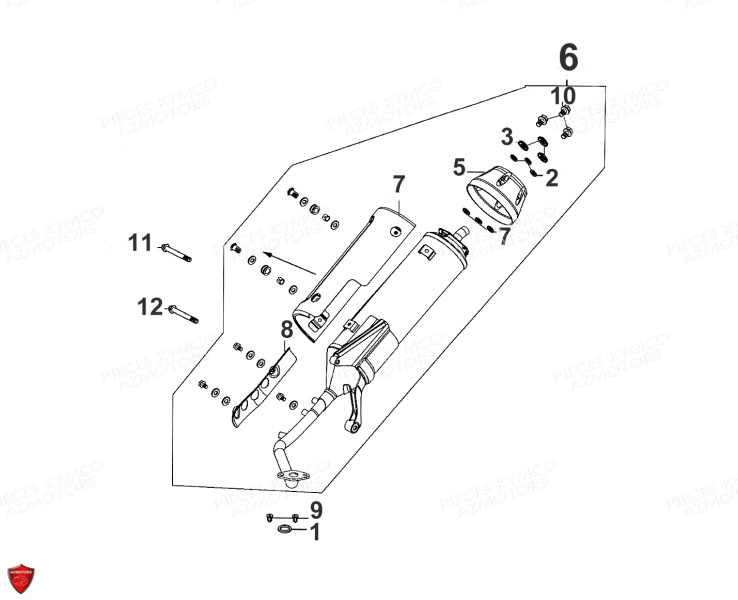 Echappement KYMCO Pièces SUPER 8 50cc 4T EURO II