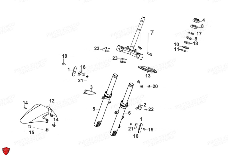 FOURCHE KYMCO SUPER 8 50 4T E2