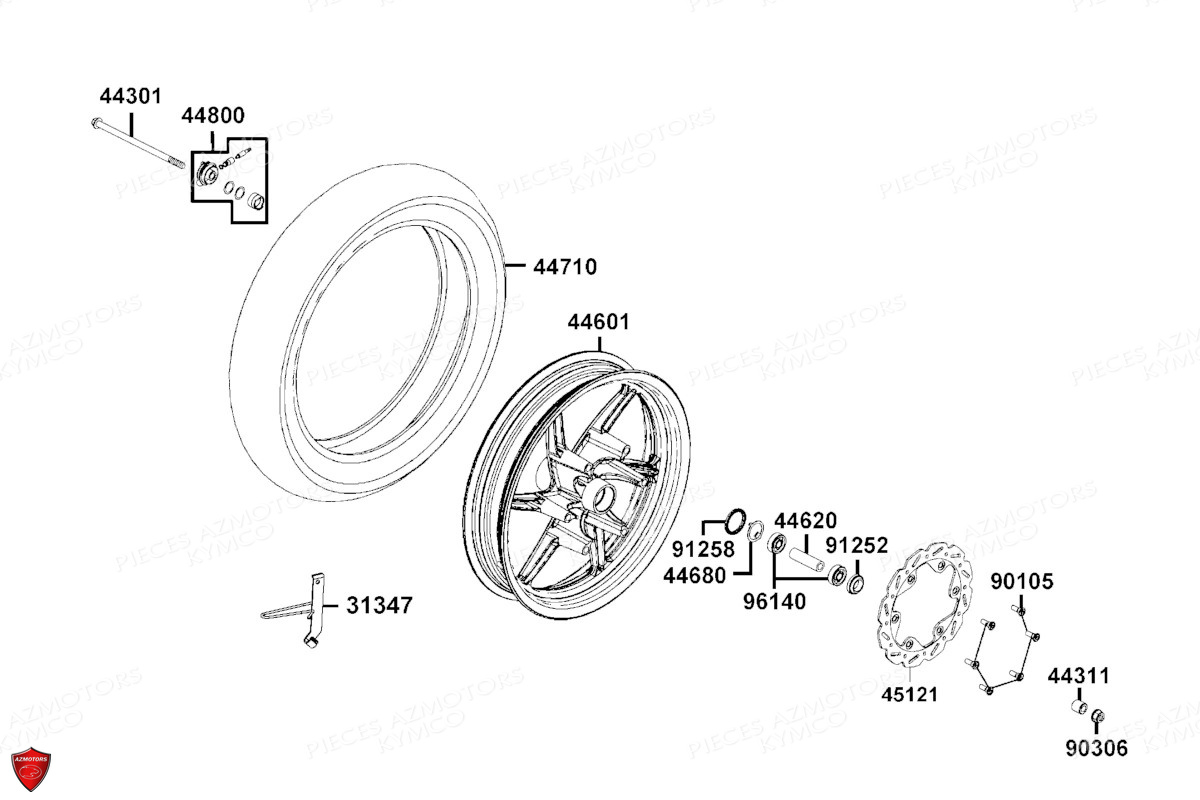 ROUE AVANT KYMCO SUPER 8 50 R E5