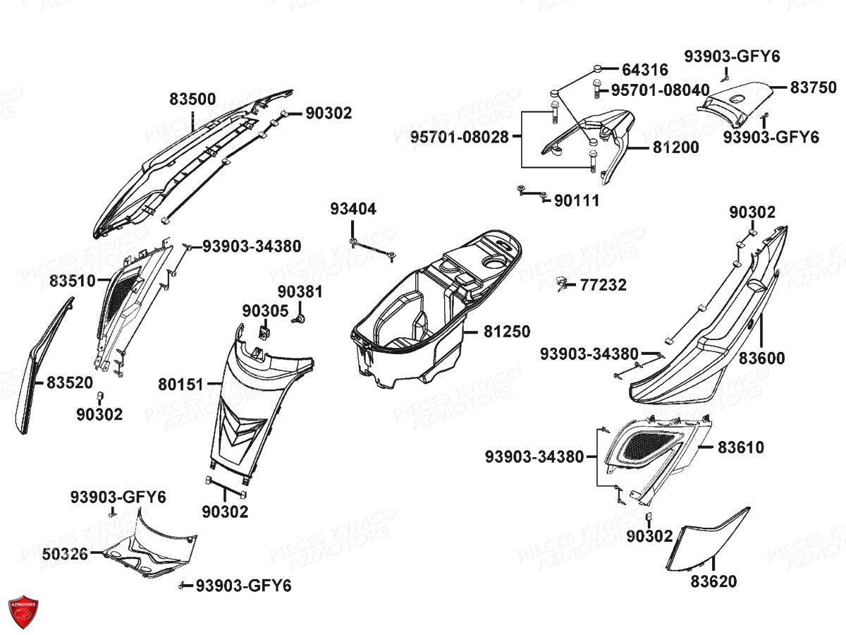 CARENAGES ARRIERES KYMCO SUPER 8 50i E4