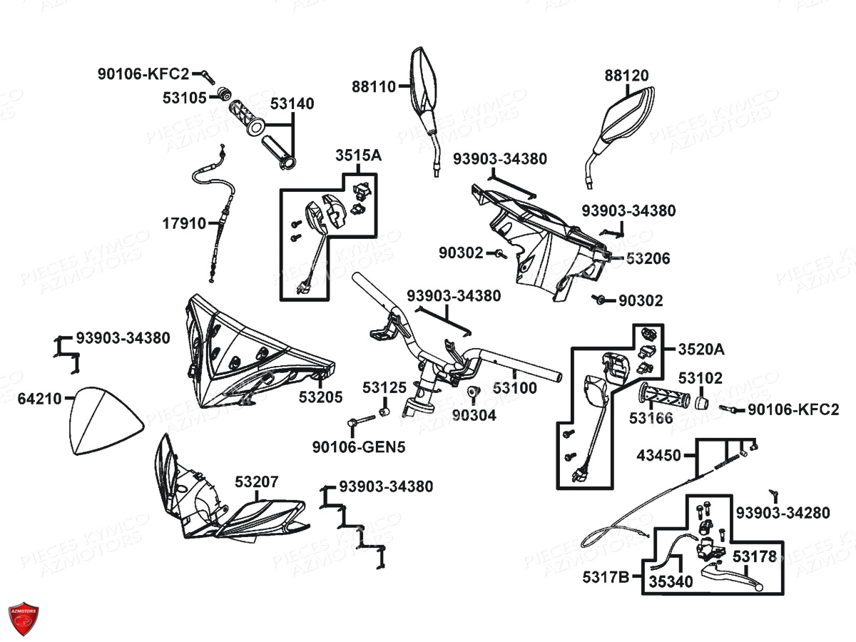 GUIDON RETROVISEURS pour SUPER 8 50i E4