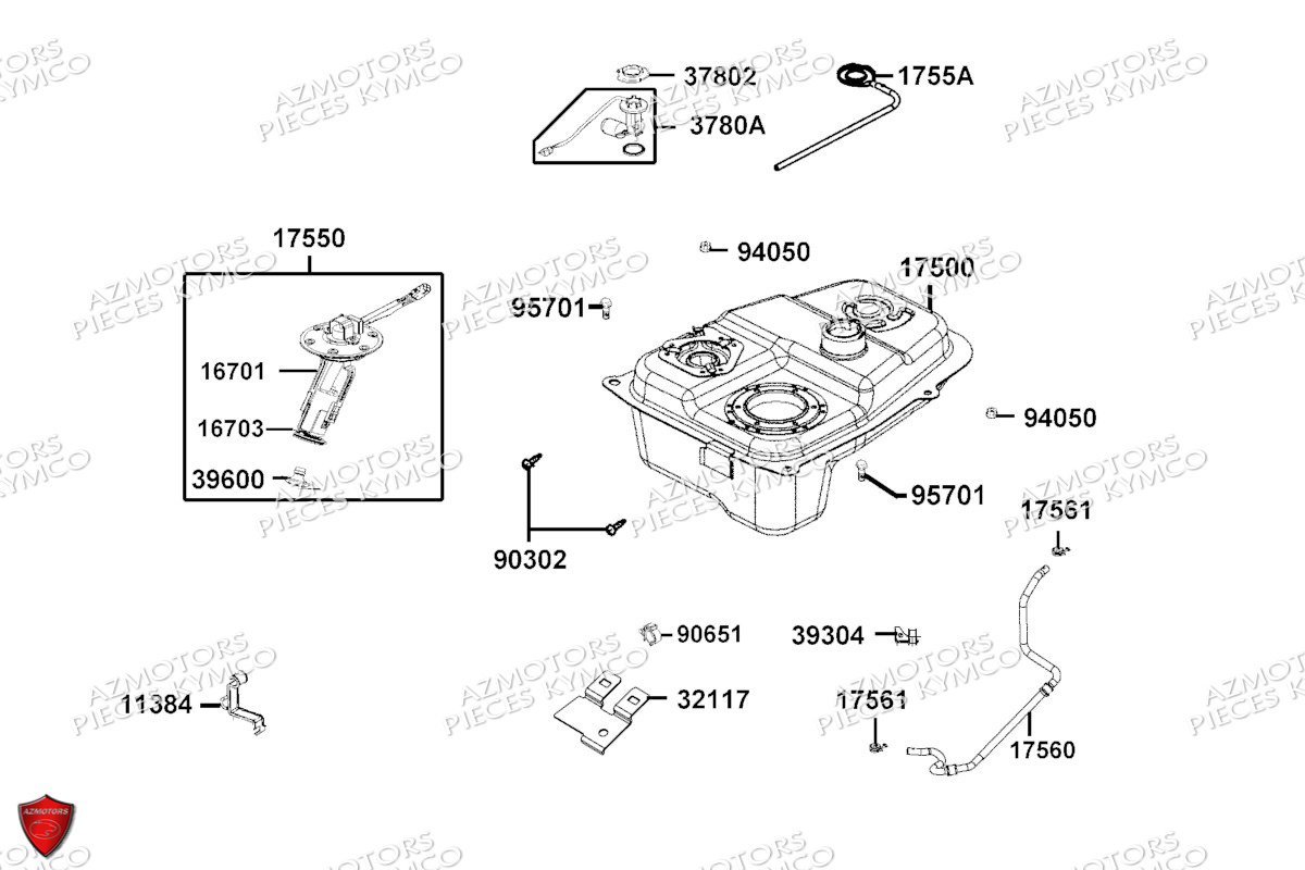 Reservoir A Carburant KYMCO Pièces SUPER 8 50R 4T EURO5 (KP10GC)
