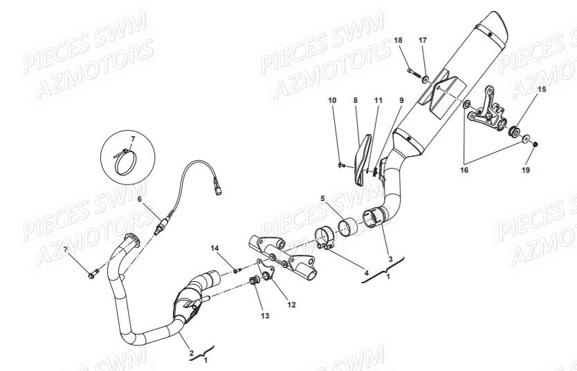 Echappement  Pieces SWM Origine VAREZ 125 E4 (2020)