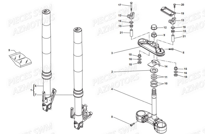 Fourche  Pieces SWM Origine VAREZ 125 E4 (2020)