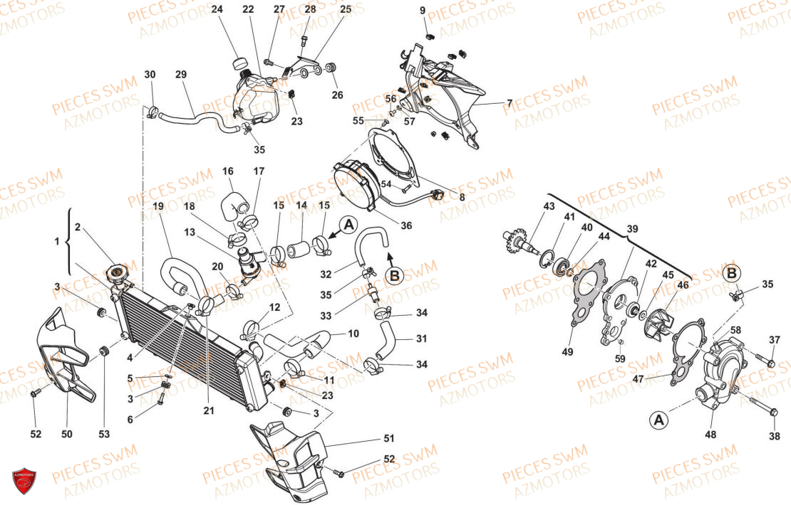 REFROIDISSEMENT SWM Pieces SWM Origine VAREZ 125 E5 (2021)
