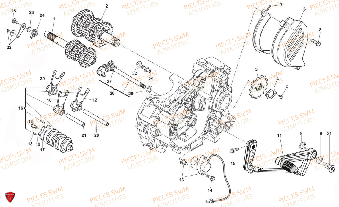 TRANSMISSION SWM Pieces SWM Origine VAREZ 125 E5 (2021)
